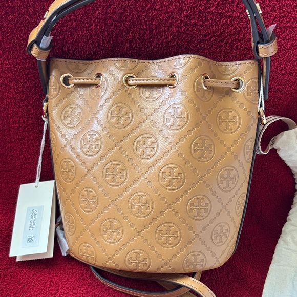 Tory Burch T Monogram Leather Mini Bucket Bag - Picture 10 of 13